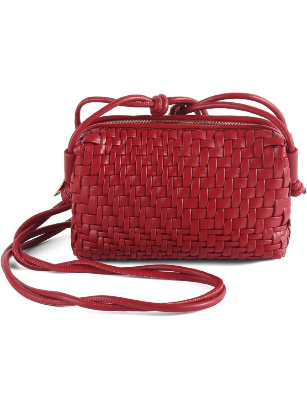 Women's Red Woven Vegan Leather Small Purse Adjustable Strap Crossbody Bags